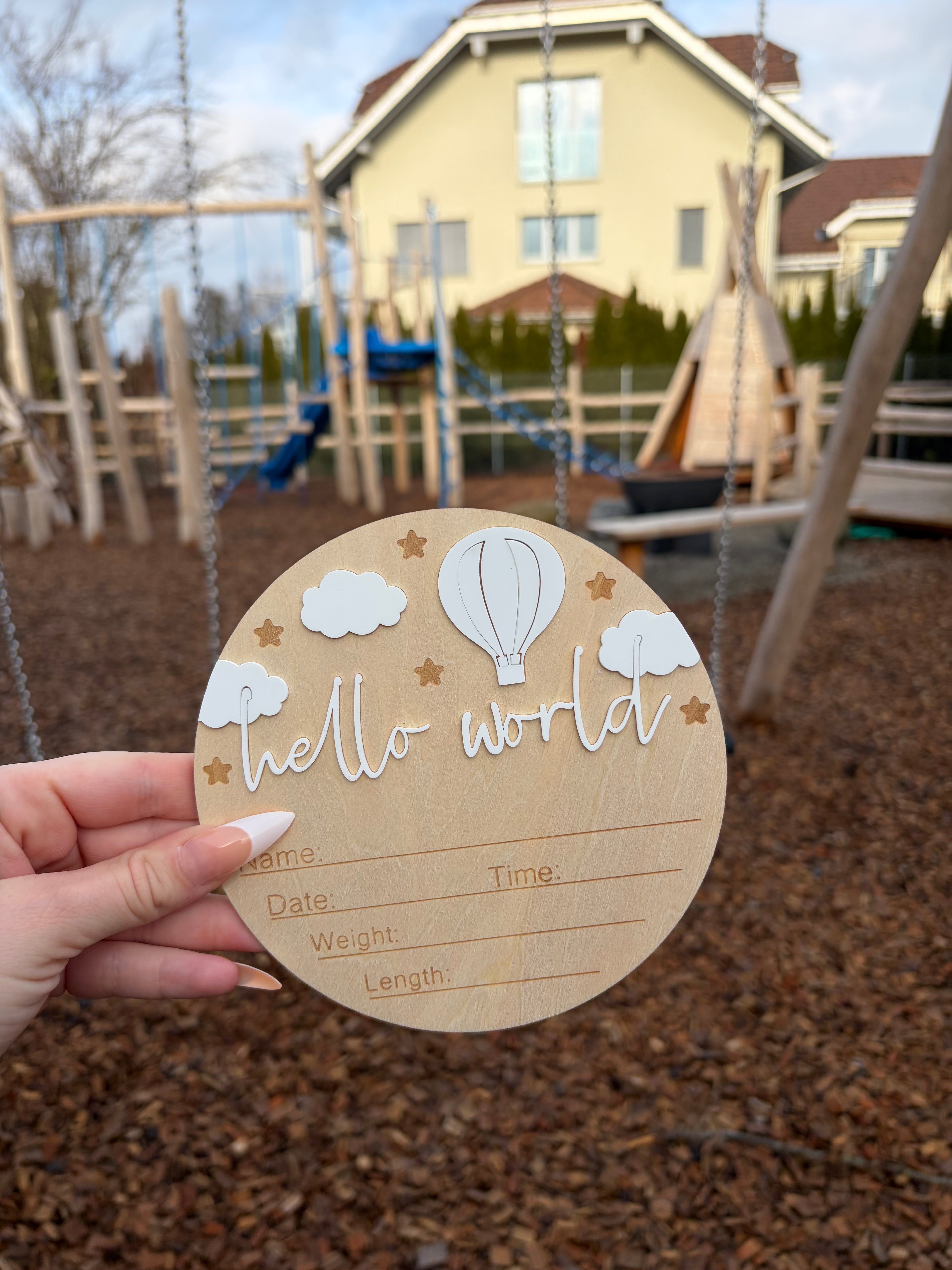 Hello world Schild