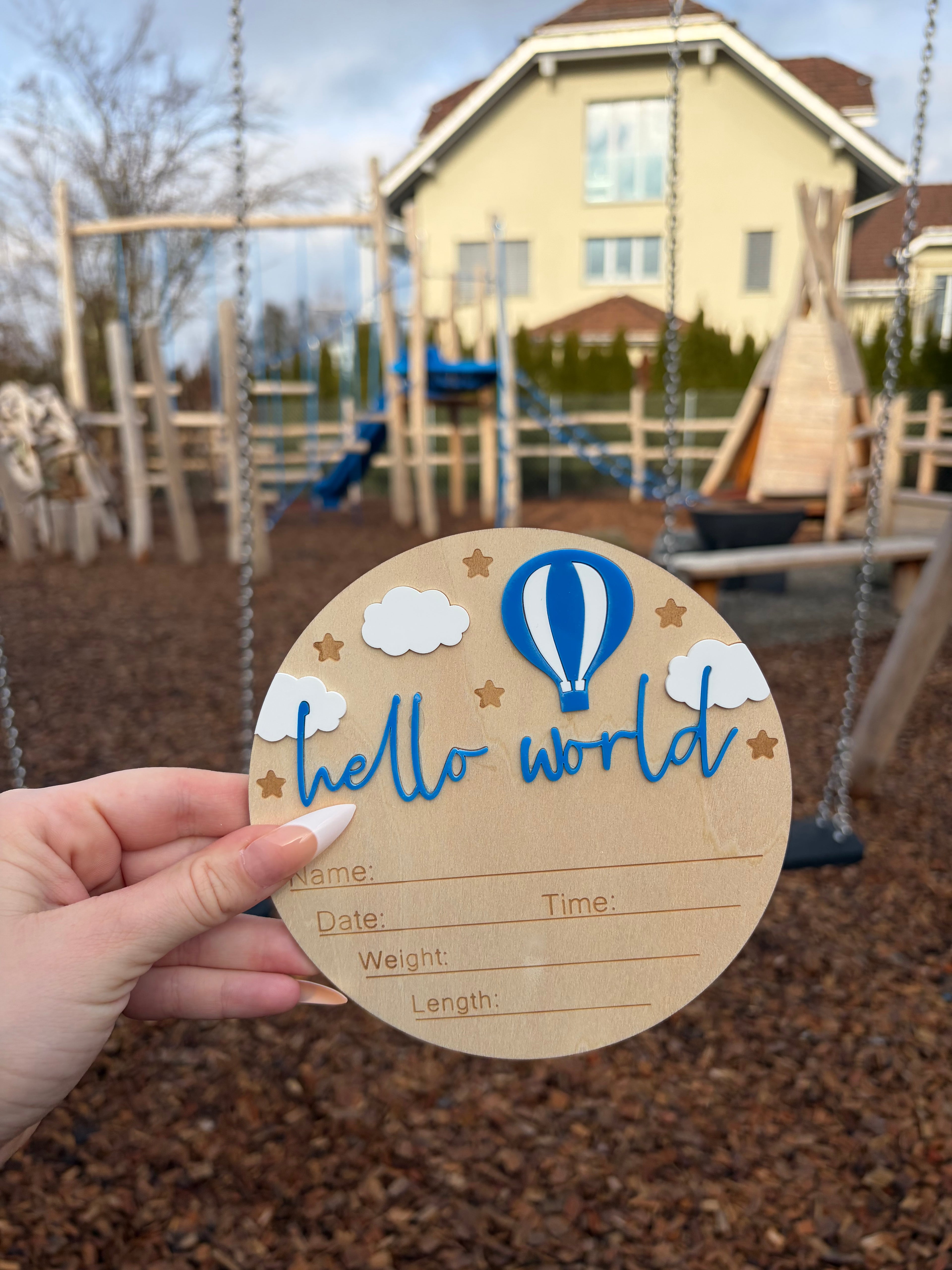 Hello world Schild