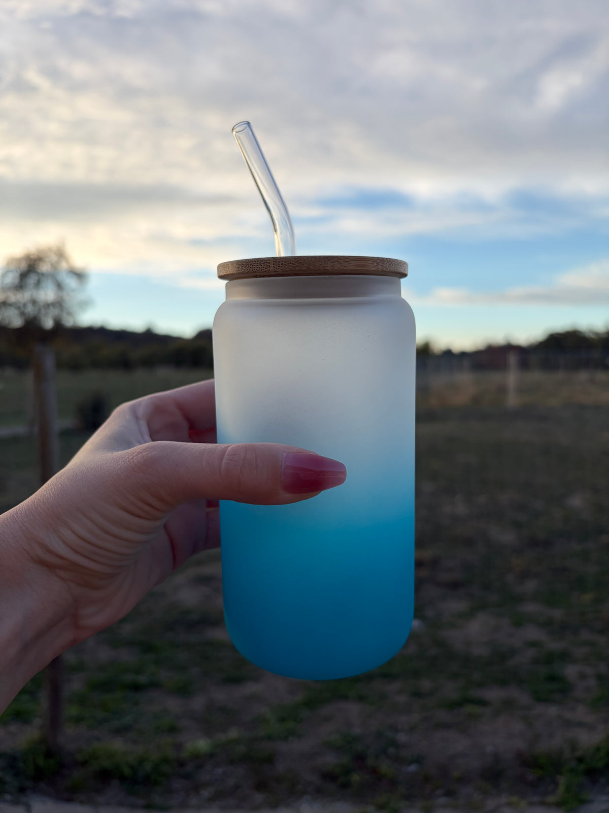 Zweifarbiges Glas Hellblau